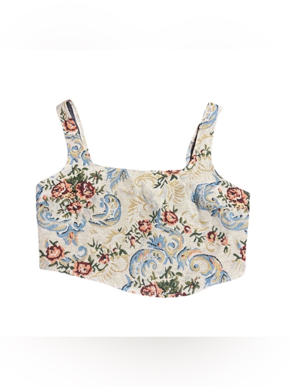 Tapestry Tank Cropped Floral Paisley Pattern LU NYC NEW Preppy Coastal Medium